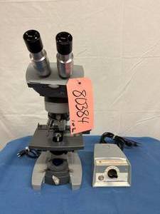 lot 65 image: American Optical Spencer Professional Binocular Microscope Includes 4 Objectives Plus AO 1051 Transformer - Great Working Condition Selling Online Reconditioned For $1600