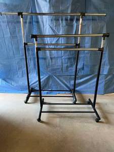 lot 75 image: Lot Of 2 Mobile Height Adjustable Clothing Racks - Great Condition