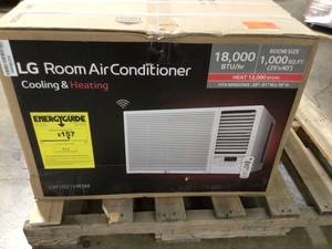 lot 6 image: LG 18,000 BTU 230208-Volt Window Air Conditioner LW1821HRSM Cools 1,000 Sq. Ft. with Cool and Heat, Wi-Fi Enabled    Customer Returns See Pictures