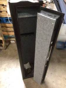 lot 9 image: Home Defense 4-Gun Fireproof Biometric Lock Gun Safe, Midnight Earth Textured Gloss Finish by Sports Afield Slight Damaged Customer Returns See Pictures