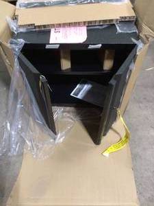 lot 17 image: Husky Pro Duty Welded 20-Gauge Steel Wall Mounted Garage Cabinet in Black LINE-X (28 in. W x 22 in. H x 14 in. D)   Customer Returns See Pictures