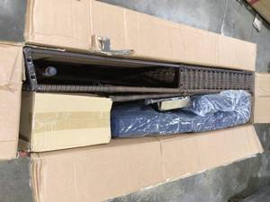 lot 31 image: Cambridge Brown Resin Wicker Chaise Louge with Blue Cushion Customer Returns See Pictures