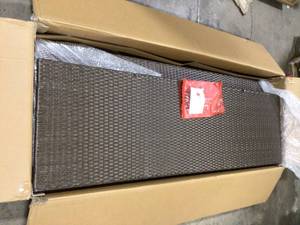 lot 32 image: Noble House Puerta Brown Wicker Outdoor Sofa with Ceramic Gray Cushions Customer Returns See Pictures