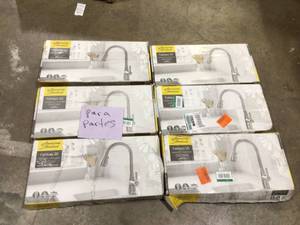 lot 34 image: Lot of American Standard Fairbury 2S Single-Handle Pull-Down Sprayer Kitchen Faucet in Polished Chrome Customer Returns See Pictures