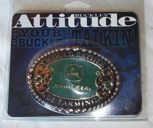 lot 171 image: John Deere Belt Buckle. Would Rather Be Farming.