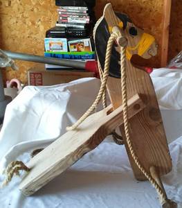 lot 210 image: Wood Outdoor Horse Swing.