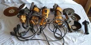 lot 222 image: Grinders (4) DeWalt, untested.