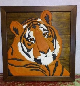 lot 72A image: 3D Bengal Tiger Wood Wall Decor.