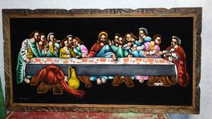 lot 230A image: The Last Supper Hand Painted on Velvet.