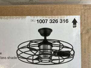 lot 169 image: Home Decorators Collection Heritage Point 25 in. Integrated LED IndoorOutdoor Gold Ceiling Fan with Light and Remote Control