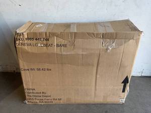 lot 49 image: Hampton Bay Geneva Brown Wicker Outdoor Patio Loveseat with Bare Cushions