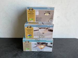 lot 63 image: LOT OF THREE Hampton Bay Lighted Ceiling Fans