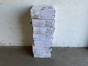 lot 97 image: LOT OF FIFTEEN Cases of Ivy Hill Tile White Carrara Herringbone 12 in. x 12 in. 10mm Polished Marble Stone Mosaic Wall Tile