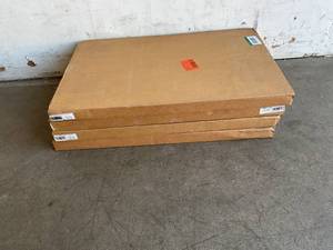 lot 98 image: LOT OF FOUR Closet Evolution 24 in. x 14 in. 2-Pack Harvest Grain Wood Shelves