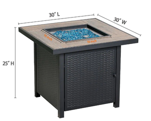 lot 4A image: HeatMaxx 30 in. 50,000 BTU Propane Gas Fire Pit Table, Square Gas Firepits with Fire Glass for Outside