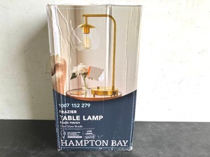 lot 126 image: Hampton Bay Frazier 21.5 in. Antique Brass Table Lamp with USB Port