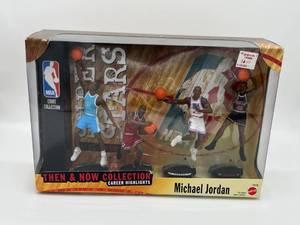 lot 20 image: Vintage 1999 Michael Jordan Chicago Bulls Then & Now Collection Action Figures Set from Mattel