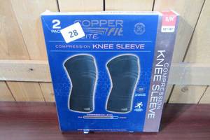 lot 28 image: Copper Fit Elite Compression Knee Sleeve 2 Pack Size SM