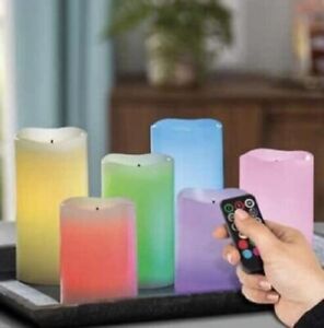 lot 5 image: Glow Wick LED Candles Multifunction Remote Control 8 Color Choices 6 Pack
