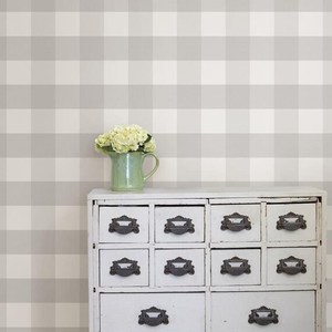 lot 11 image: Brewster Gray Buffalo Plaid Peel & Stick Wallpaper