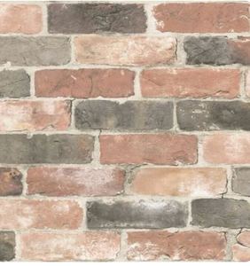 lot 9 image: NuWallpaper Newport Reclaimed Brick Peel & Stick Wallpaper Craftsmen Brown - Qty 2