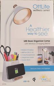 lot 30 image: OttLite LED Desk Organizer Lamp with Wireless Charging Stand