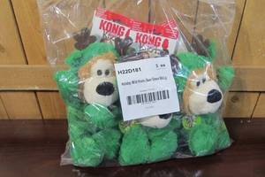 lot 49 image: Kong Holiday Wild Knots Bear Dog Squeak Toy Medium Green Christmas - 3 Pack