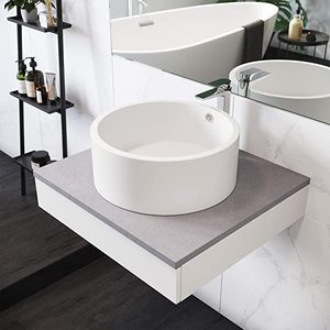 lot 1 image: Swiss Madison - Monaco Round Ceramic Bathroom Vessel Sink in White
