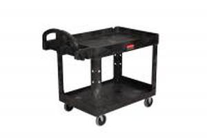 lot 13 image: Rubbermaid 4546 HD 2-Shelf Utility Cart