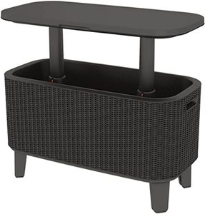 lot 45 image: KETER Breeze Bar Outdoor Patio Furniture and Hot Tub Side Table with 14.8 Gallon Beer and Wine Cooler