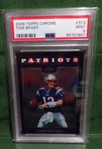 lot 195 image: 2008 Topps Chrome Tom Brady #TC3 PSA 9 MINT