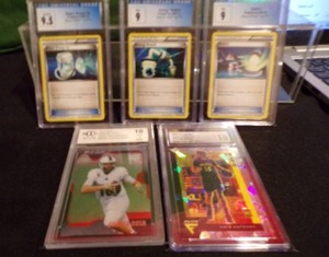 lot 191 image: 5 Card Graded Lot - 2011 Pokemon Energy Switch, Switch, Super Scoop  2020 Flux Cole Anthony  2017 Sage Hit Premier Draft Cooper Rush