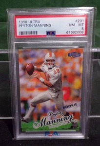 lot 196 image: 1998 Fleer Ultra Peyton Manning #201 PSA 8 NM-MT