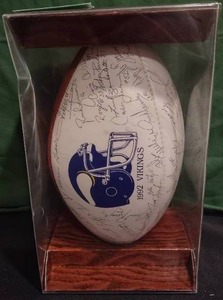 lot 235 image: 1992 Vikings Football and Protective Case with Facsimile Signatures