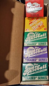 lot 241 image: 1983, 85, 87, 90 Topps Traded Series Sets  1986 Fleer Baseball Classic Miniatures Set