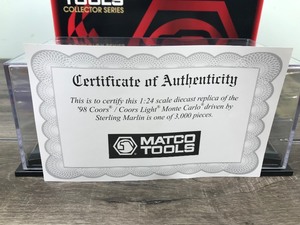 lot 91 image: 1998 Nascar Matco Tools Collector Series Sterling Marlin Chevy Monte Carlo #40  Coors Light 124 scale die cast stock car