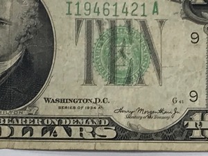 lot 119 image: Vintage 1934 A Ten Dollar Bill