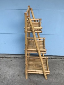 lot 161 image: Bamboo 3 tier folding  plant  Book shelf rack