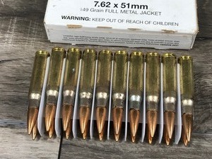 lot 446 image: 20 rounds of Federal Ammunition 7.62 X 51mm 149 grain full metal jackets