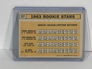 lot 469 image: 1963 Topps Baseball Rookie Stars Card - Pete Rose #537