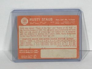 lot 472 image: 1964 Topps Baseball Card Rusty Staub All Star Rookie #109