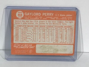 lot 474 image: 1964 Gaylord Perry San Francisco Giants Baseball Card #468
