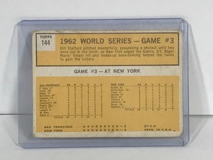 lot 480 image: 1963 Topps #144 World Series Game 3 Roger Maris Sparks Yankee Rally Baseball Card