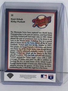 lot 493 image: 1992 Upper Deck Kirby Pucket & Kent Hrbek Twin Titles Baseball Card #50