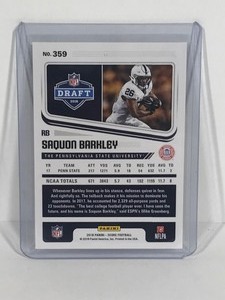 lot 501 image: 2018 Panini Saquon Barkley Rookie Football Card #359
