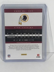 lot 502 image: 2012 Panini Prestige Kirk Cousins Rookie Drafted Football Card #235