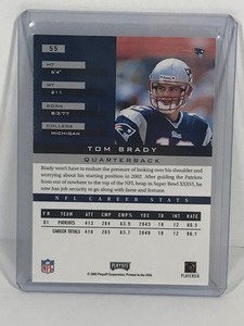 lot 503 image: 2002 Playoff Honors Tom Brady Football Card #55