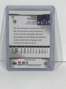 lot 512 image: 2007 Upper Deck Adrian Peterson Star Rookie Football Card #279