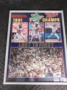 lot 207 image: 1991 Twins world series framed poster