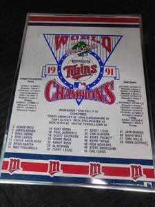 lot 208 image: 1991 Twins world series framed poster
